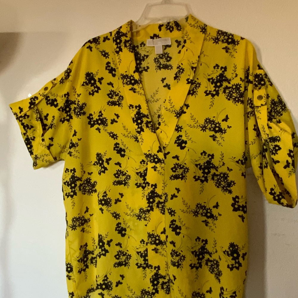 Michael Kors Yellow Floral Blouse